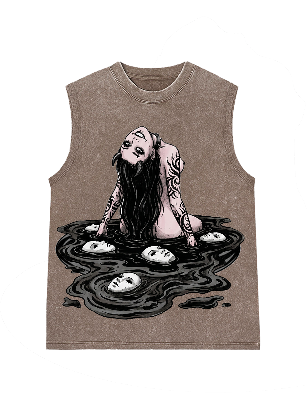 Long-haired girl with desires Washed Tank Top