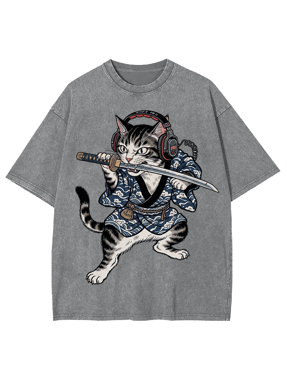 Cyber Ronin Cat Washed Tshirt