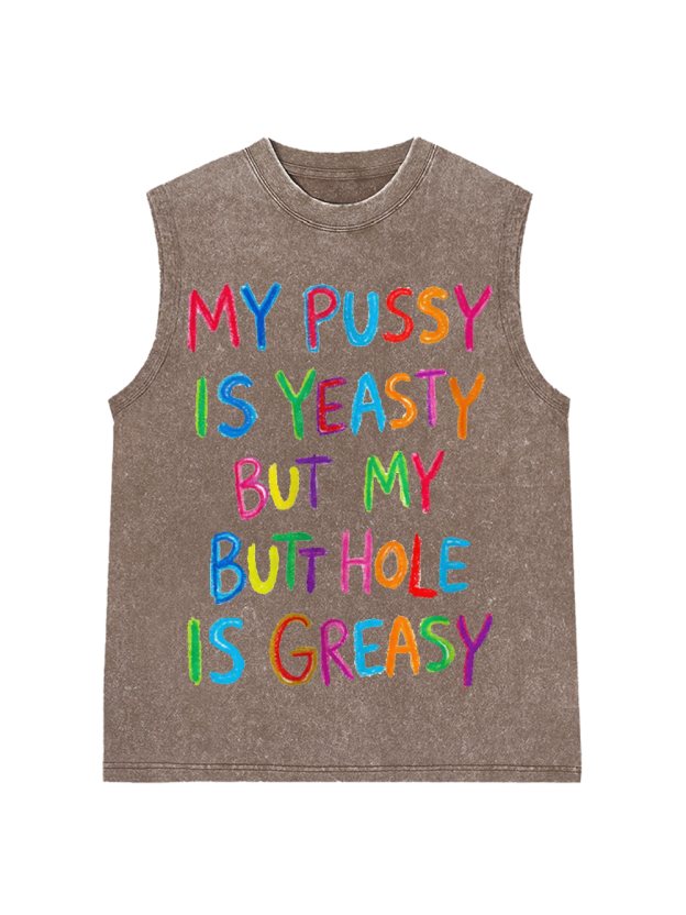 SATIRICAL CRAYON ART Washed Tank Top