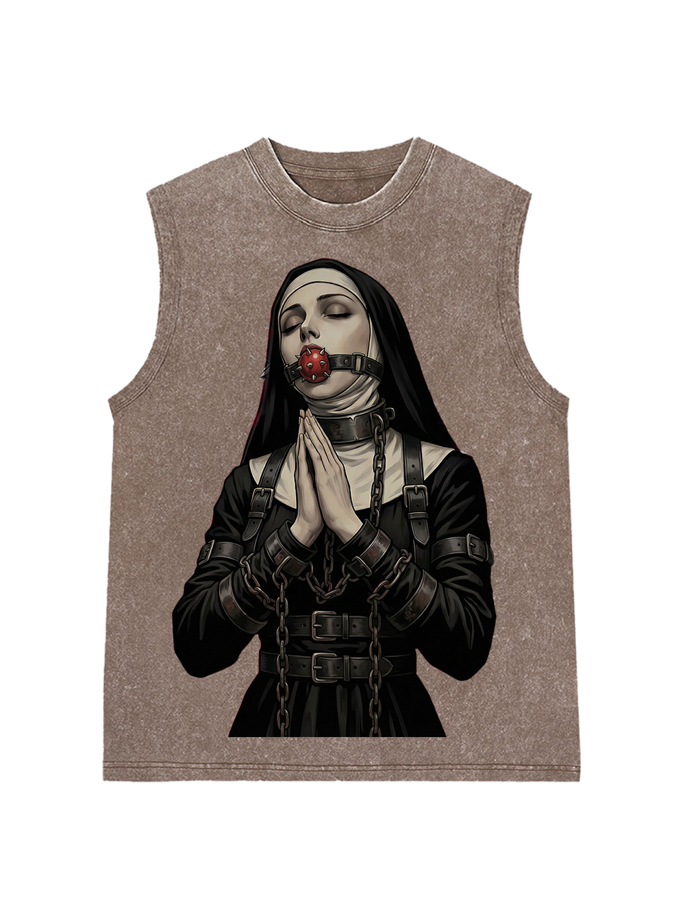 Chain-bound SM nun Washed Tank Top