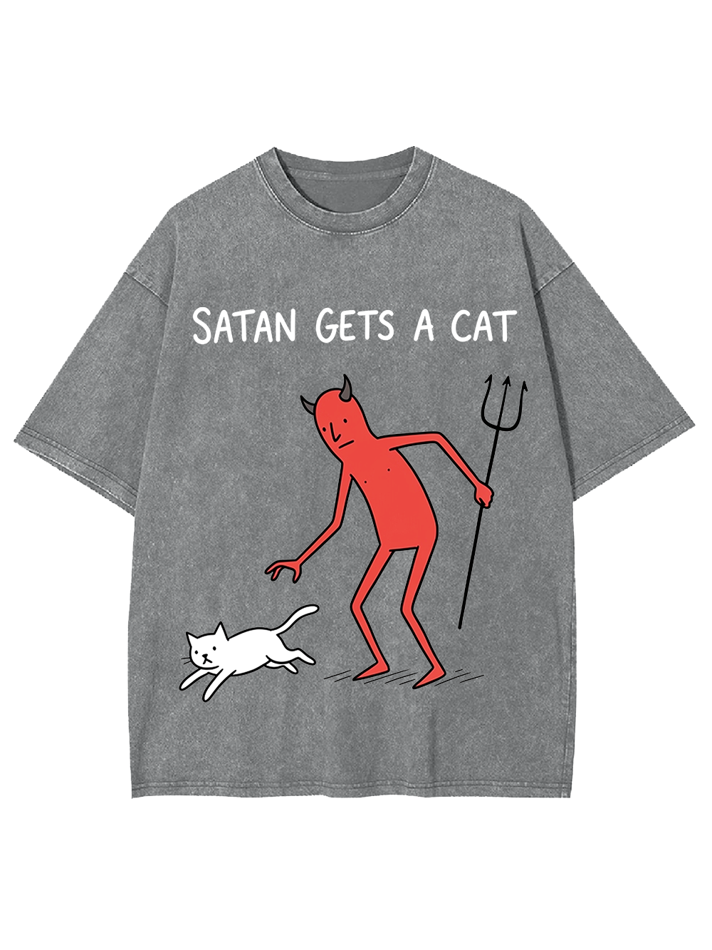 SATAN GETS A CAT Washed Tshirt