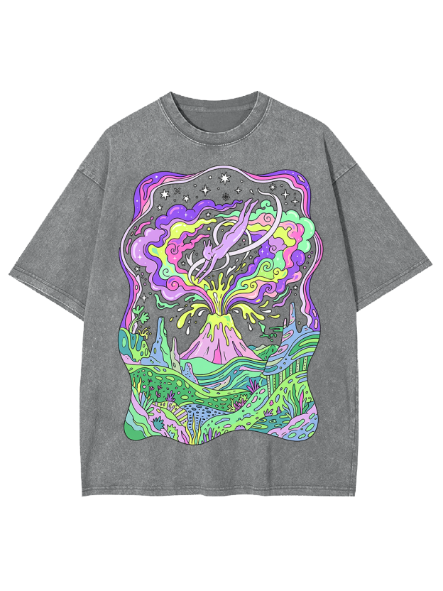 Cosmic Flow Colorful Surreal Washed Tshirt