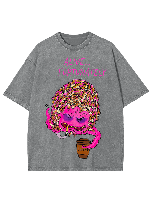 ALIVE FORTUNATELY Washed Tshirt