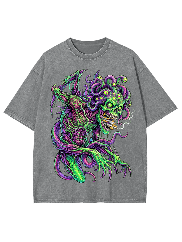 Evil Goddess Horror Art Washed Tshirt