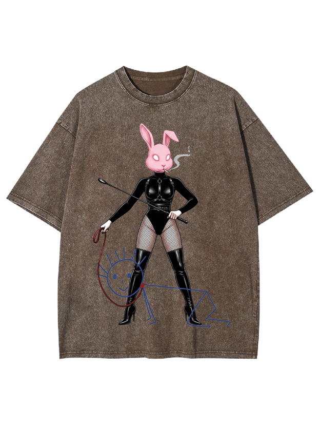 Leather Bunny Fetish Art Washed Tshirt