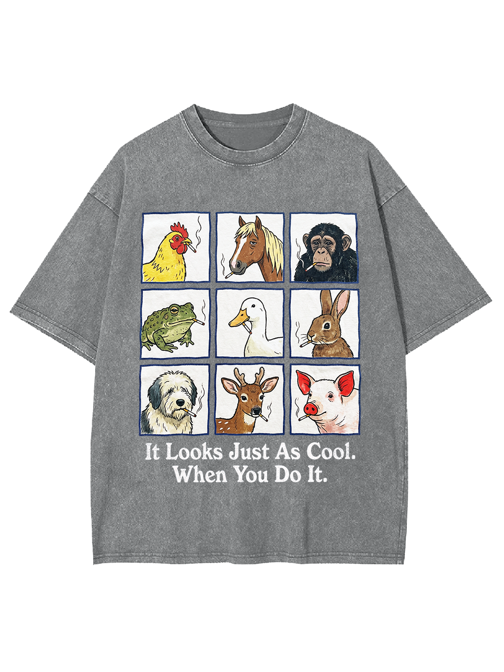 Vintage Animal Faces Washed Tshirt