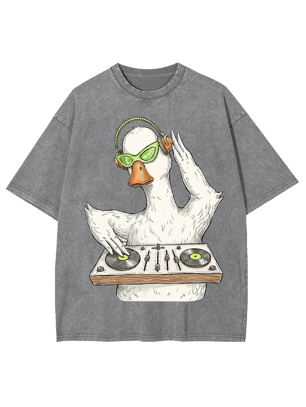 Funky DJ Duck Mixing The Beat Washed Tshirt