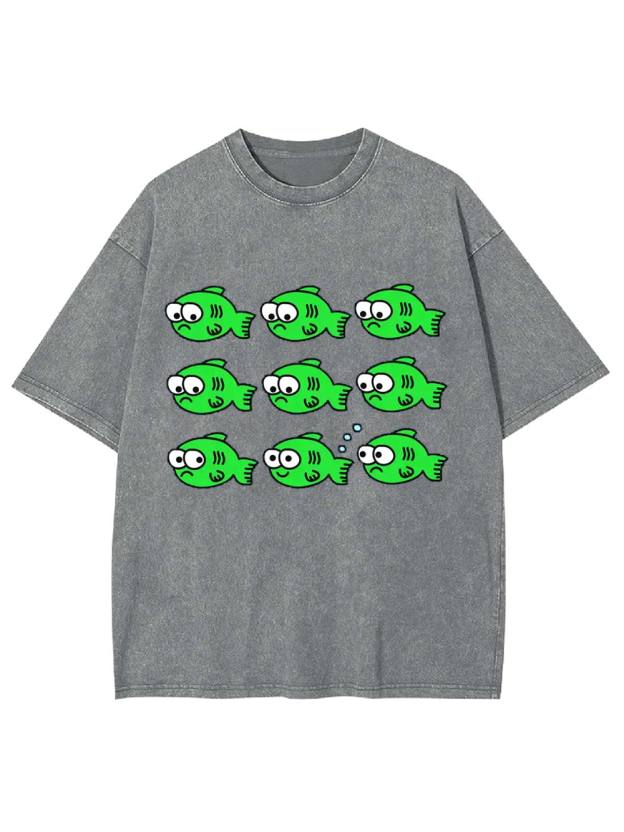 School of Quirky Fish Washed Tshirt