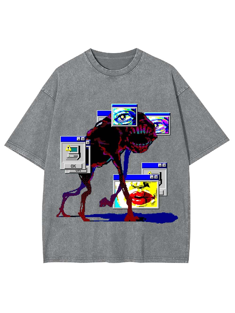 Glitch Aesthetic Creature Washed Tshirt