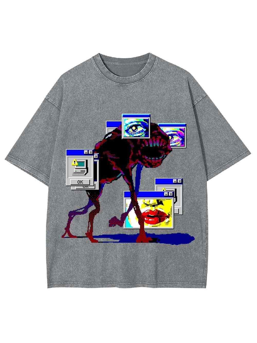 Glitch Aesthetic Creature Washed Tshirt