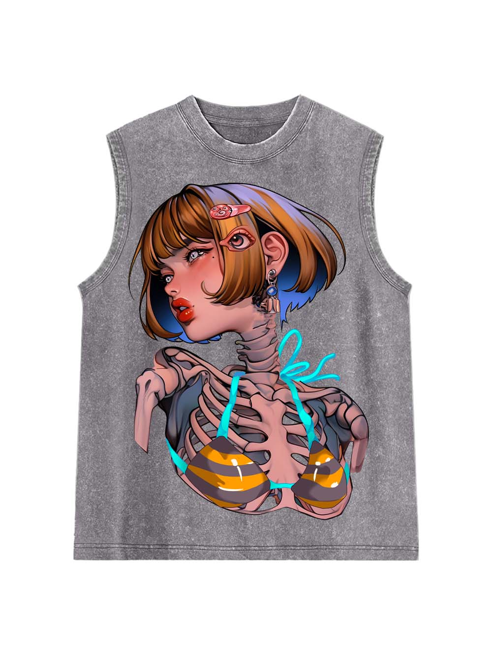 Skeleton in Stripes Washed Tank Top