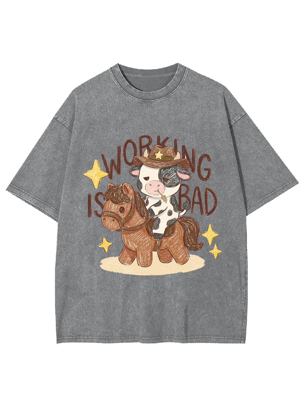Working Is Bad Washed Tshirt