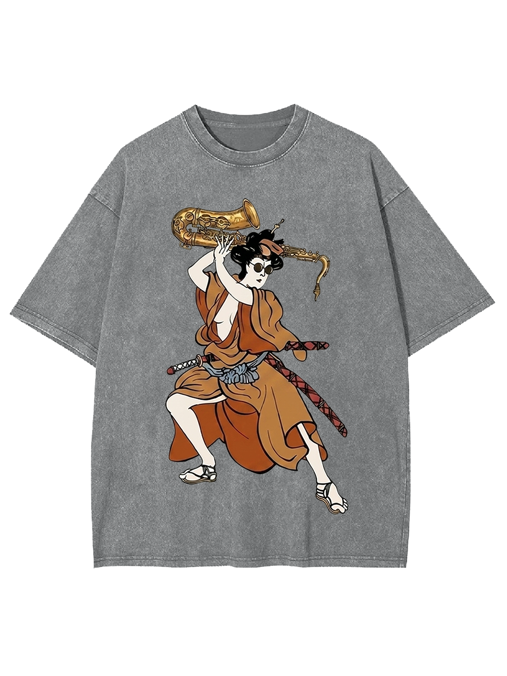 Ukiyo-e Style Warrior Washed Tshirt