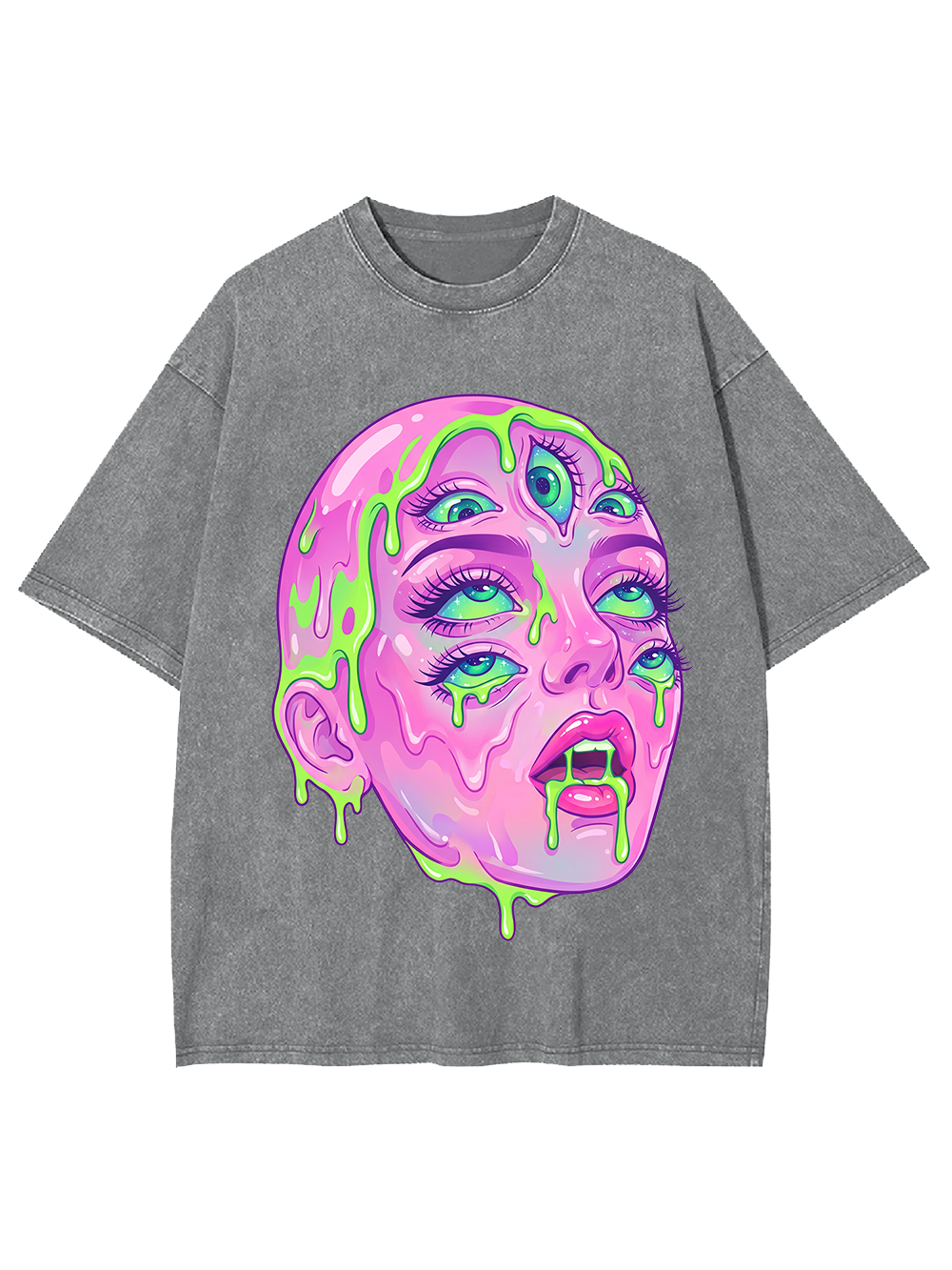 Trippy Multi-Eye Horror Art Washed Tshirt
