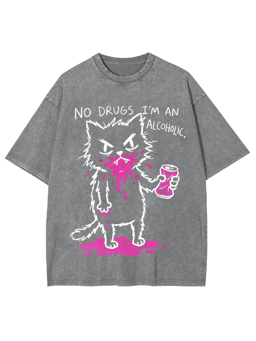 NO DRUGS I'M AN ALCOHOLIC WASHED TSHIRT