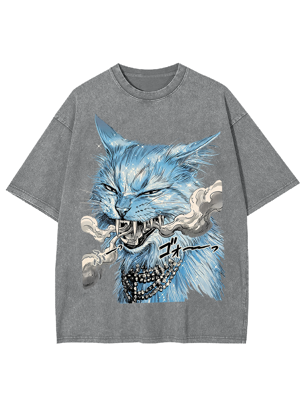 ANIME FURY CAT WASHED TSHIRT