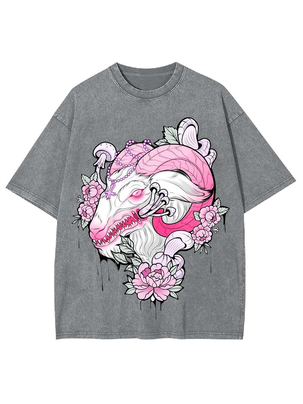 Floral Demon Majesty Washed Tshirt