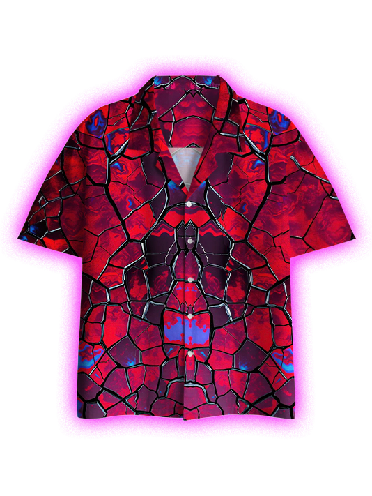 Crimson Fractured Glow Pocket Shirt