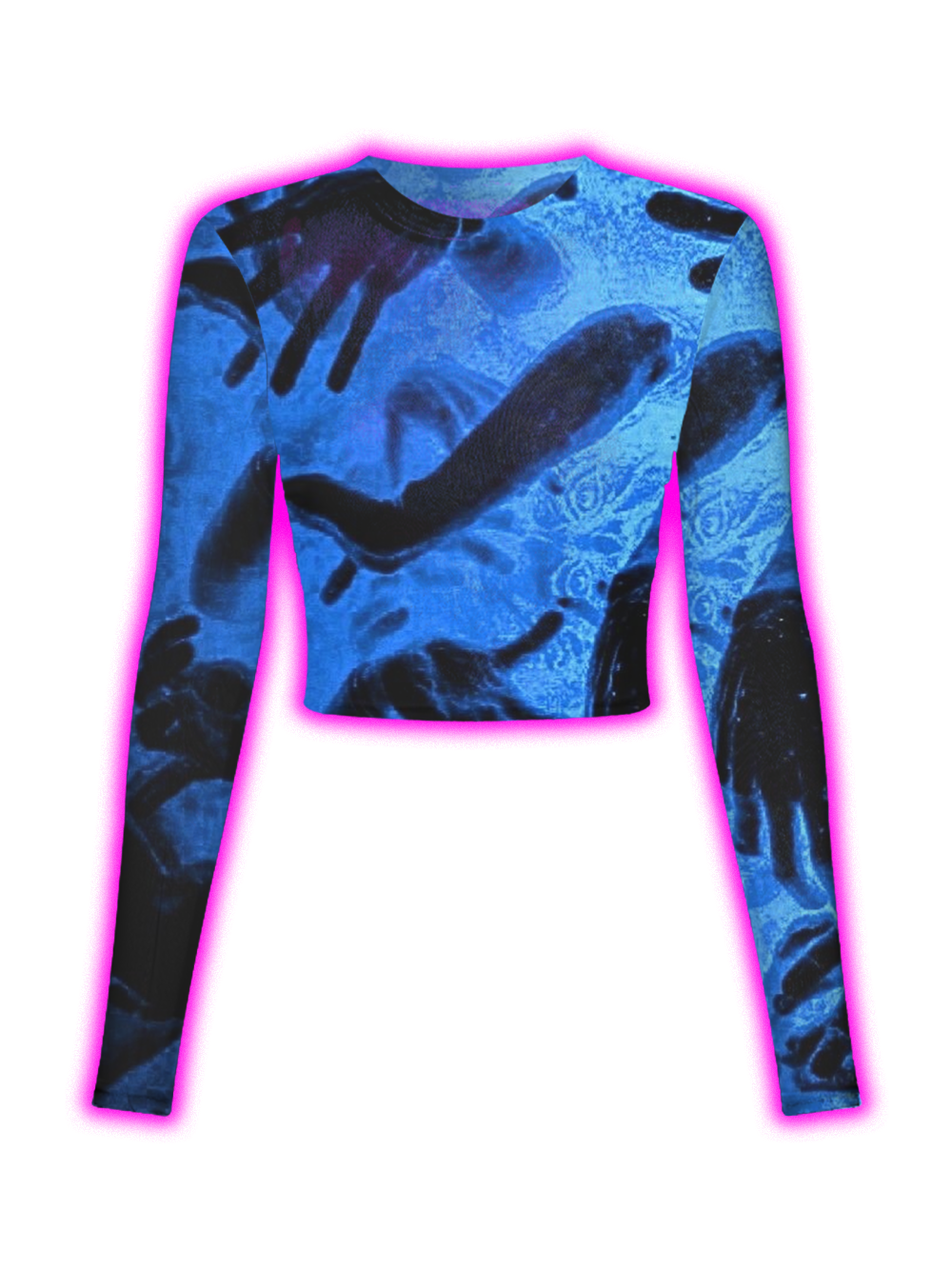 BLUE ABSTRACT HANDPRINTS MESH TOP