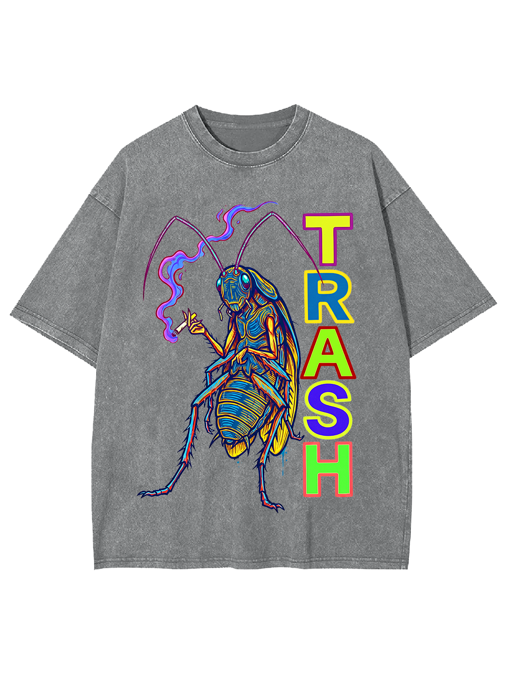 NEON ROACH TRASH TEXT WASHED TSHIRT