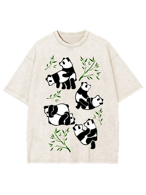 Playful Pandas and Bamboo Washed Tshirt