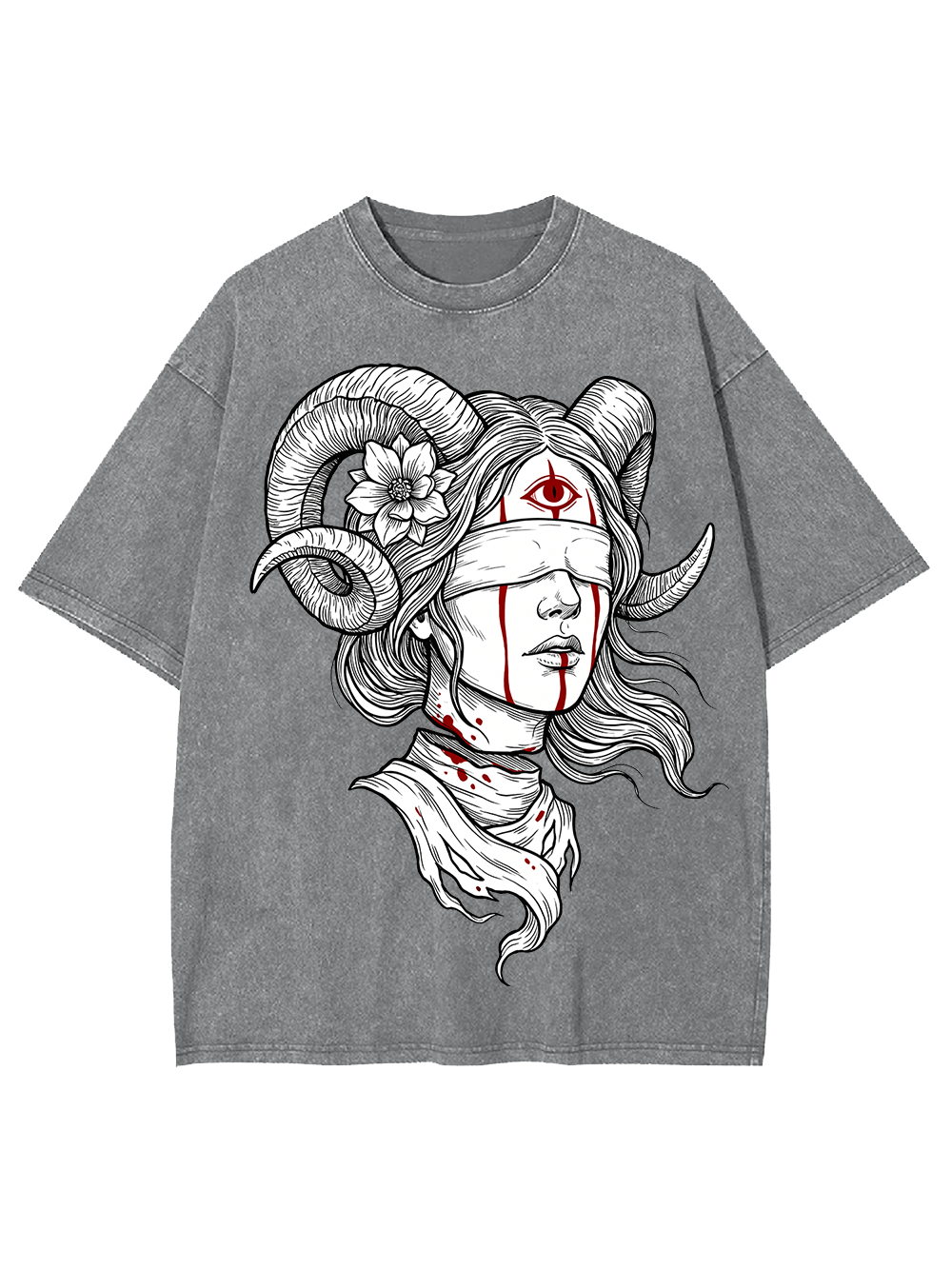 RAM HORN GIRL BLOODY NECK WASHED TSHIRT