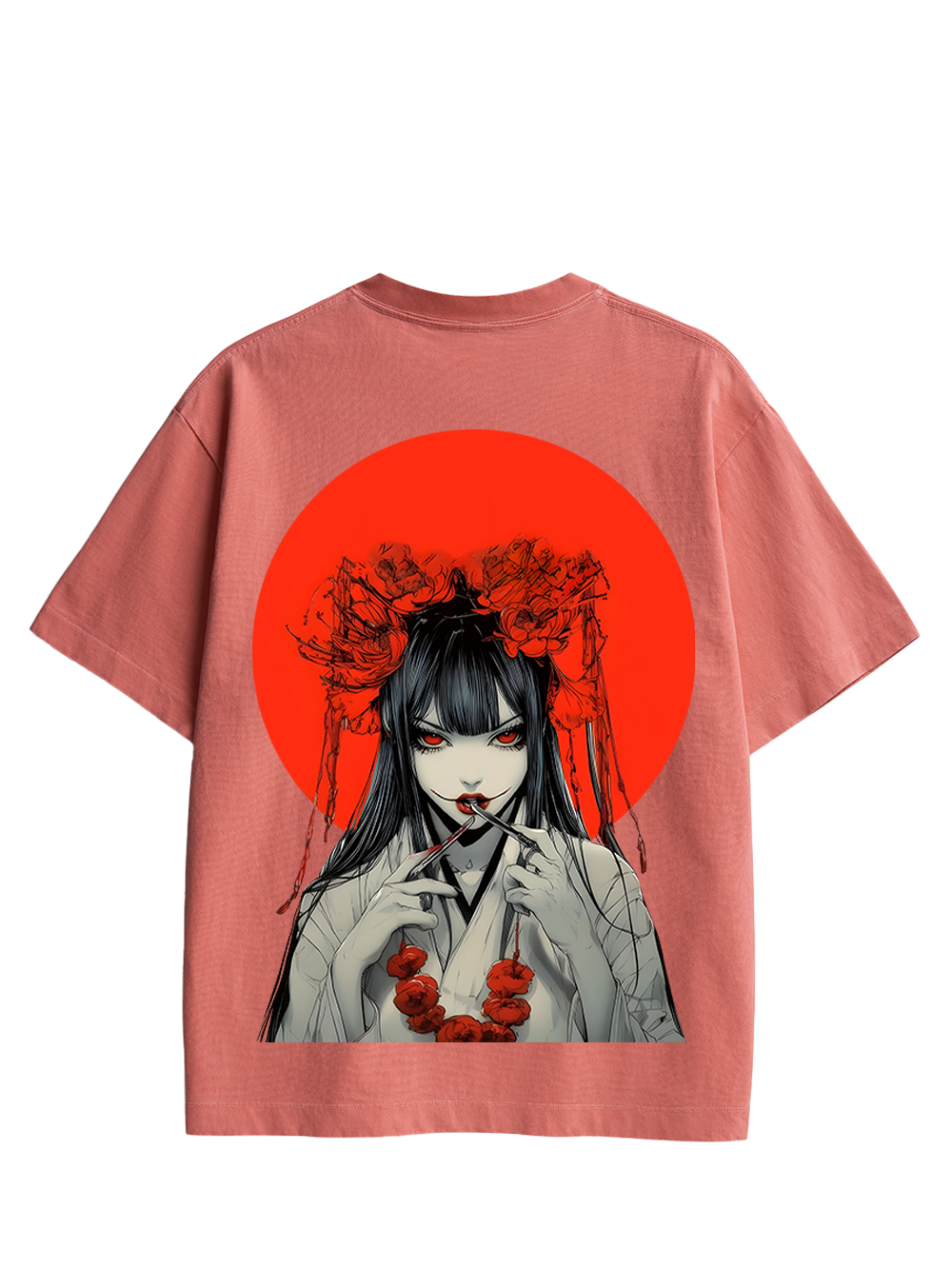 CRIMSON ENCHANTRESS DOUBLE SIDED PRINT WASHED TSHIRT