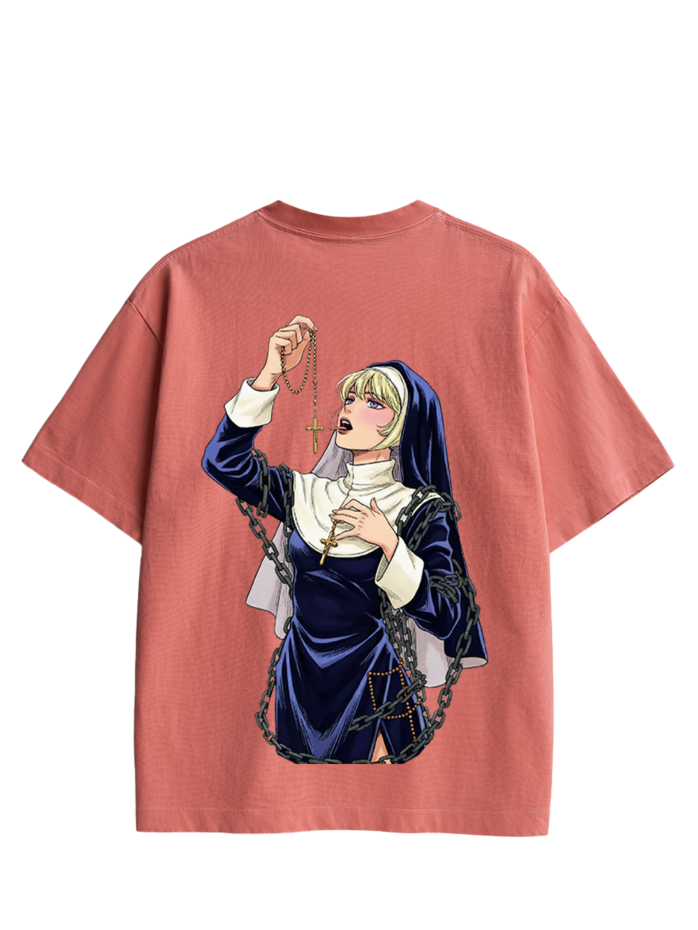 LICKING MANGA NUN DOUBLE SIDED PRINT WASHED TSHIRT