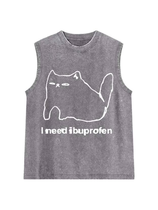 Ibuprofen Cat Washed Tank Top