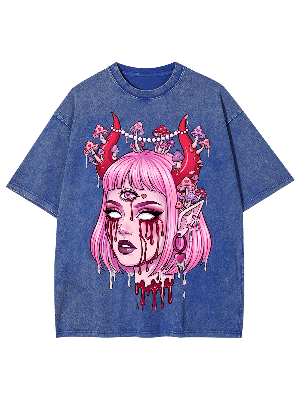 PINK DEMON GIRL SHROOM WASHED TSHIRT