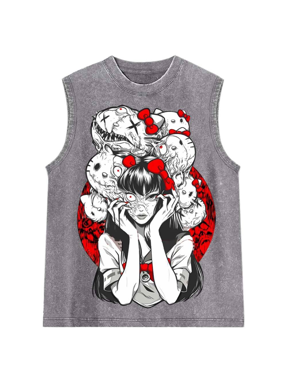 Tomie And Hello Kitty Washed Tank Top