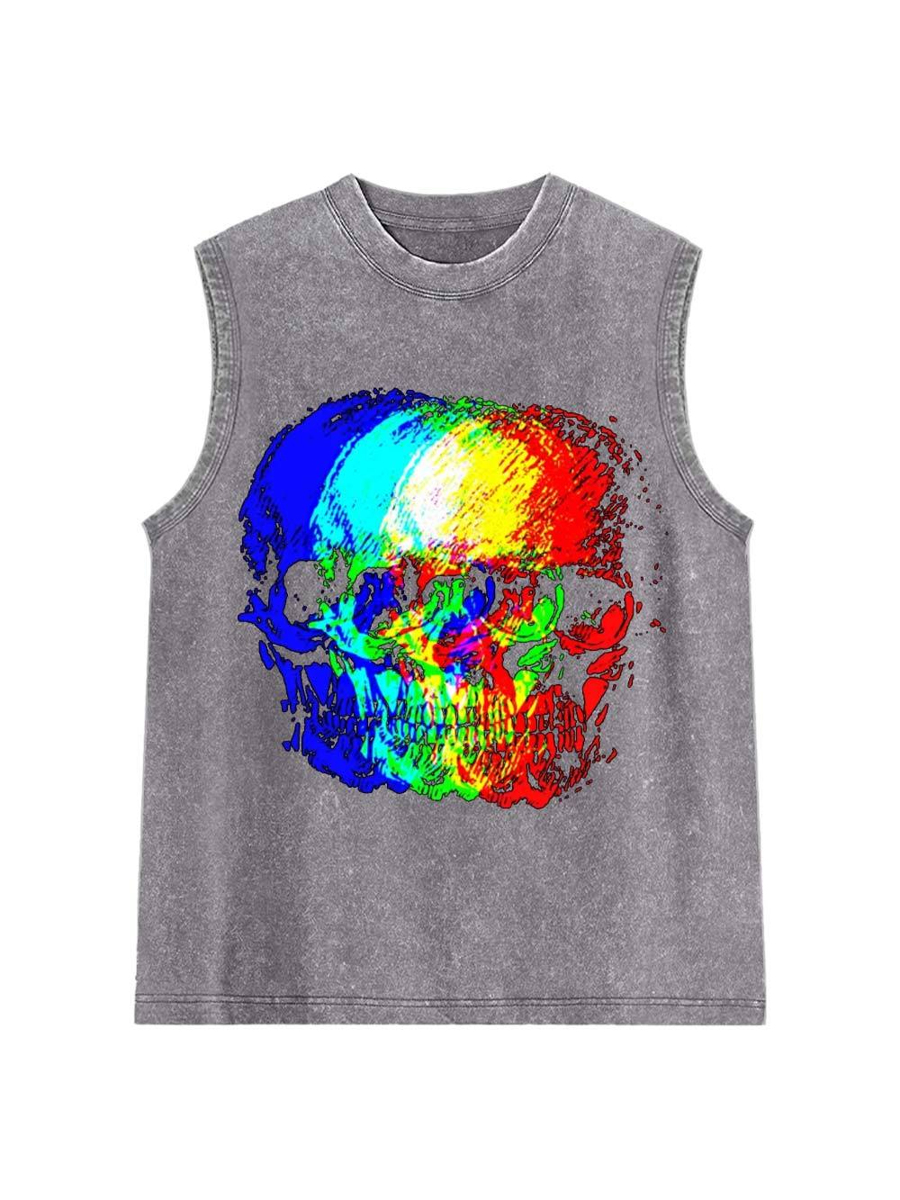 Skull Illusion Washed Tank Top