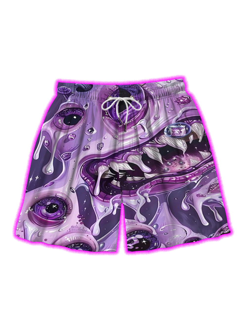 PURPLE MONSTER MELTING EYE ALL OVER PRINT SHORTS