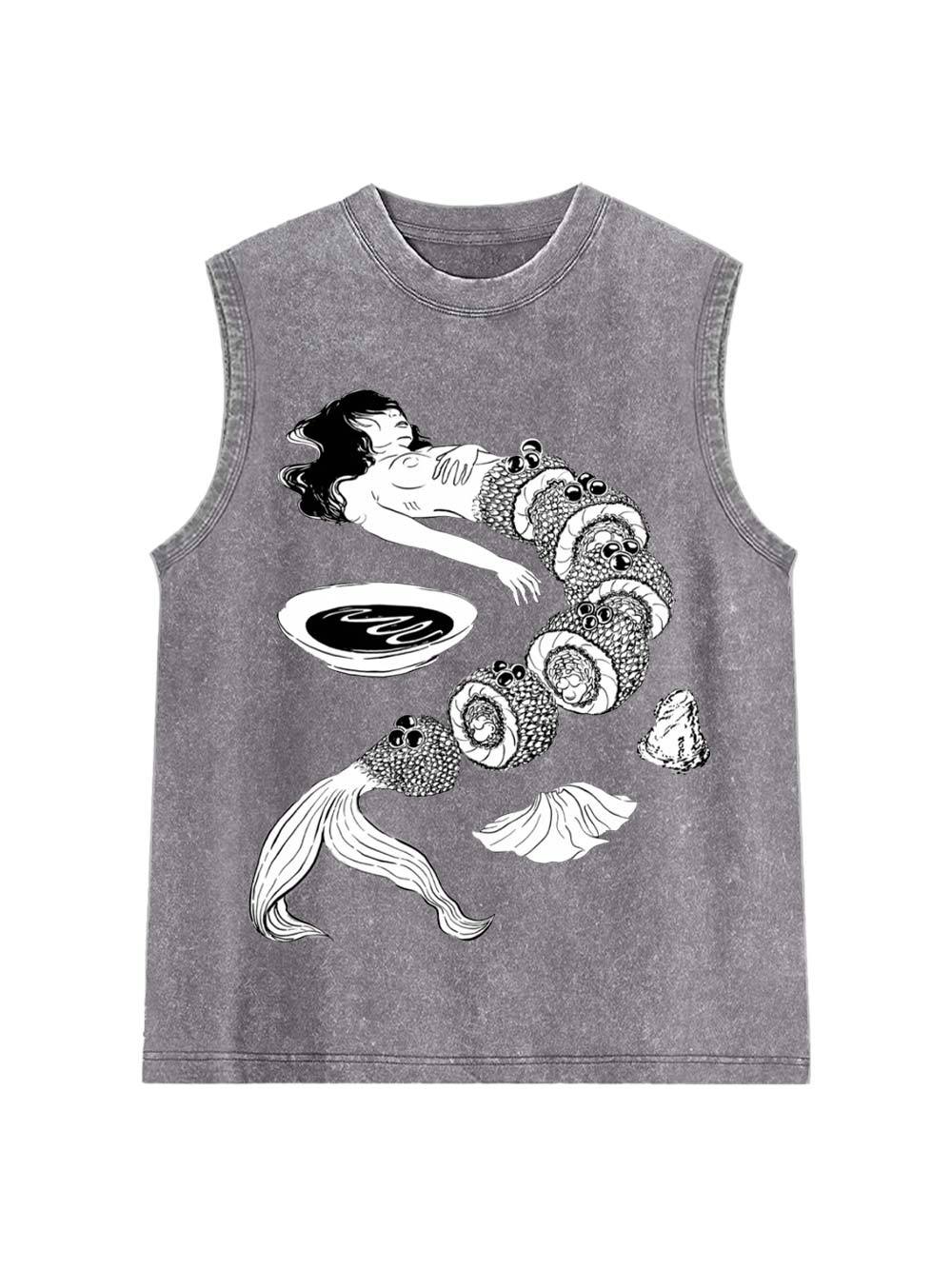 Human Sushi Slices Washed Tank Top