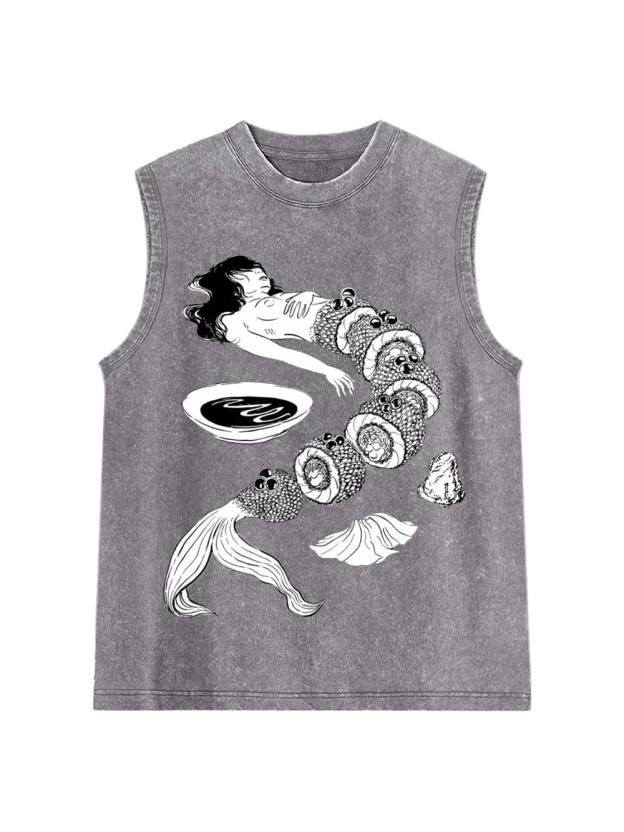 Human Sushi Slices Washed Tank Top