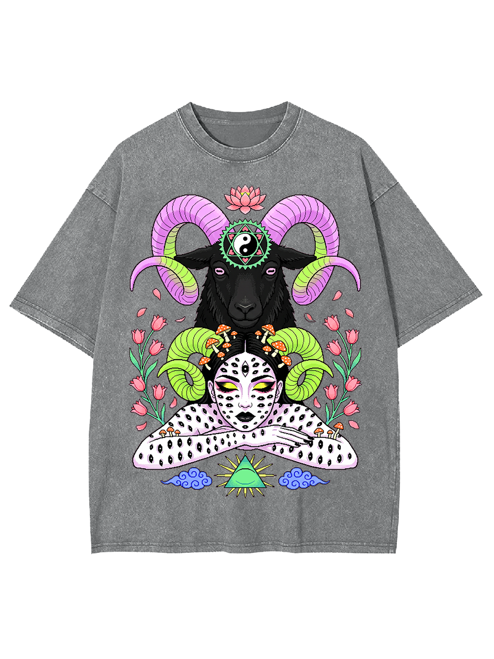 MYSTIC GOAT AND LEOPARD WASHED TSHIRT