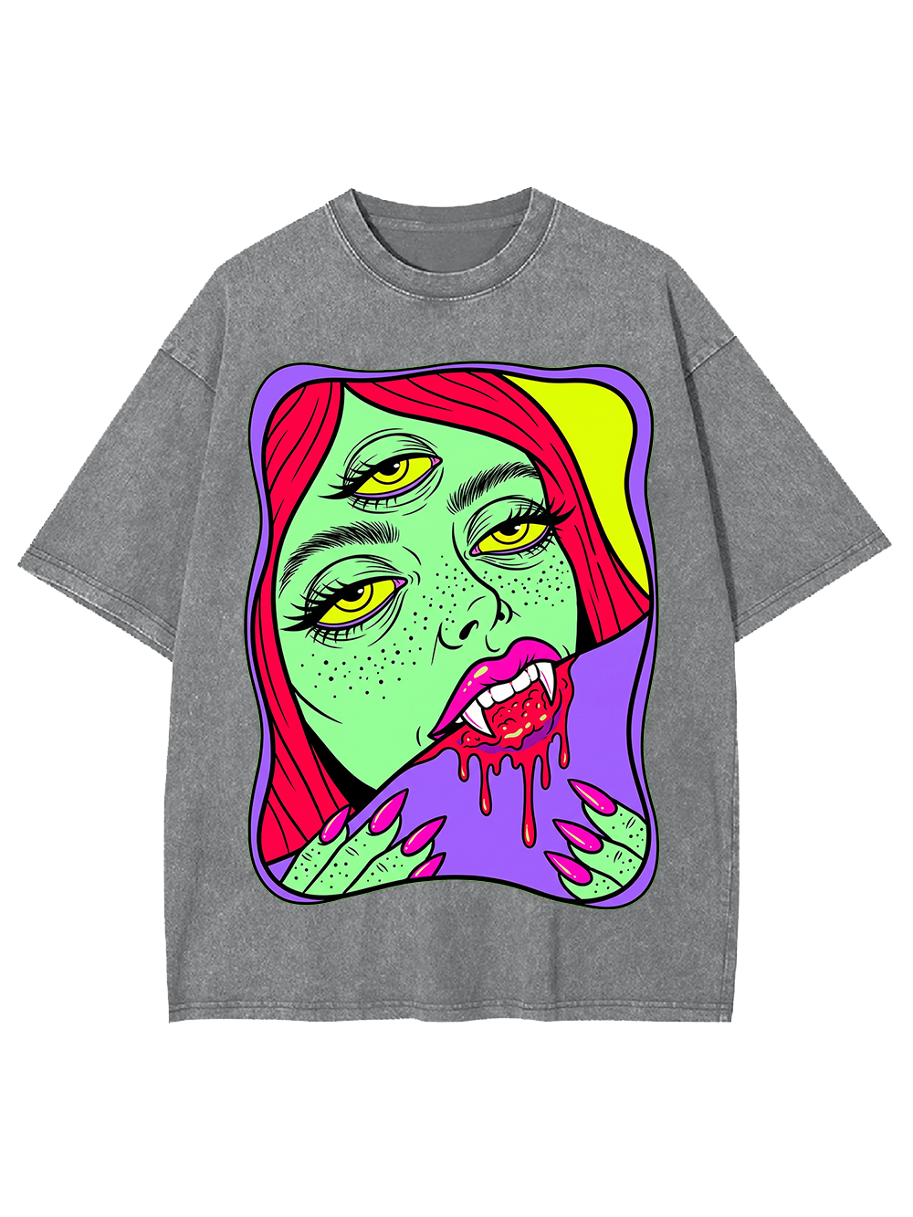 THREE-EYED VAMPIRE GIRL WASHED TSHIRT