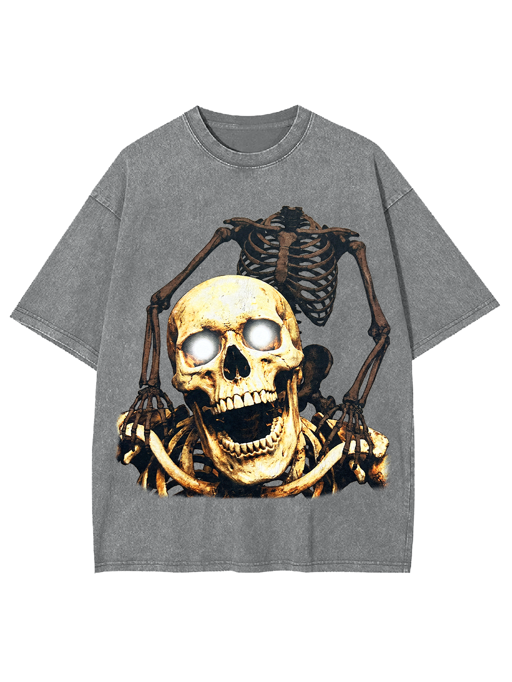 LAUGHING GLOWING SKULL WASHED TSHIRT