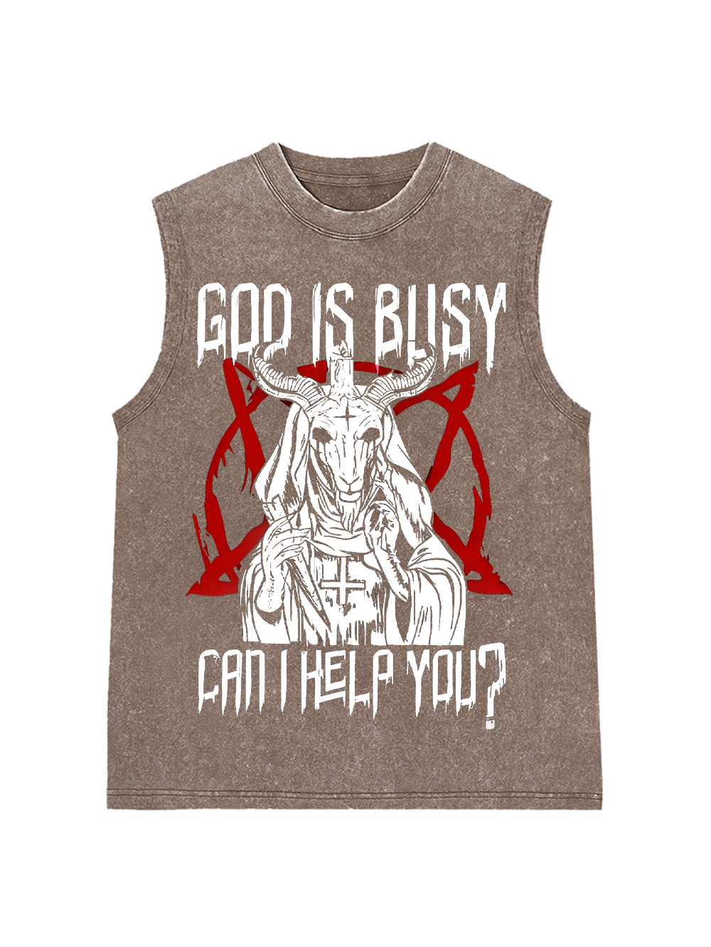 GOD IS BUSY, CAN I HELP YOU WASHED TANK TOP