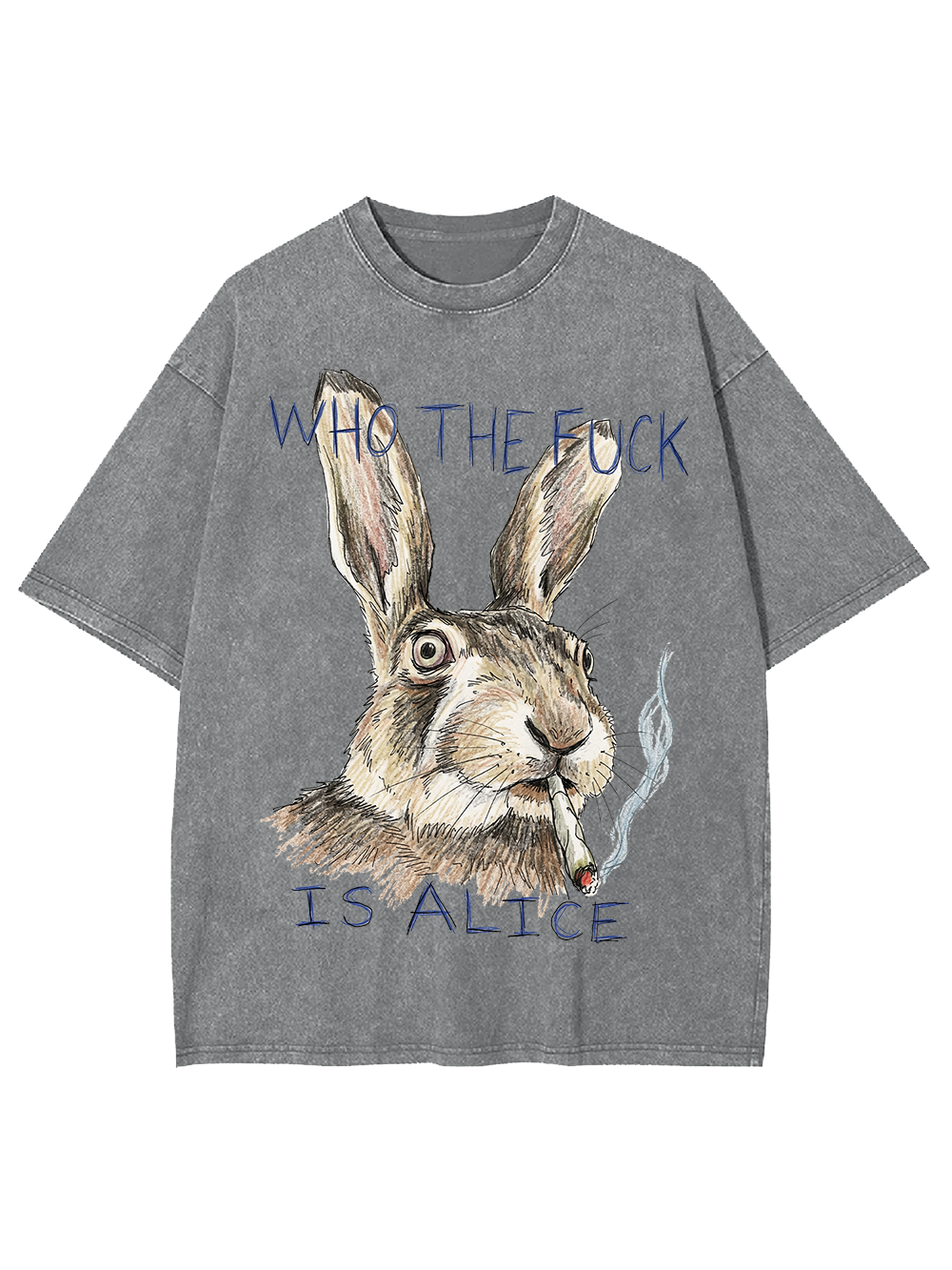 WHO THE F IS ALICE RABBIT WASHED TSHIRT