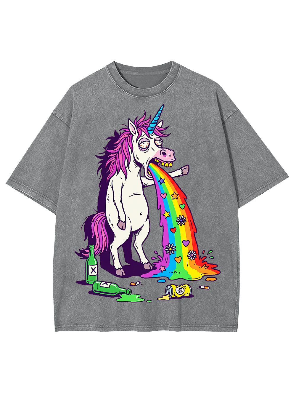 VOMITING RAINBOW UNICORN WASHED TSHIRT
