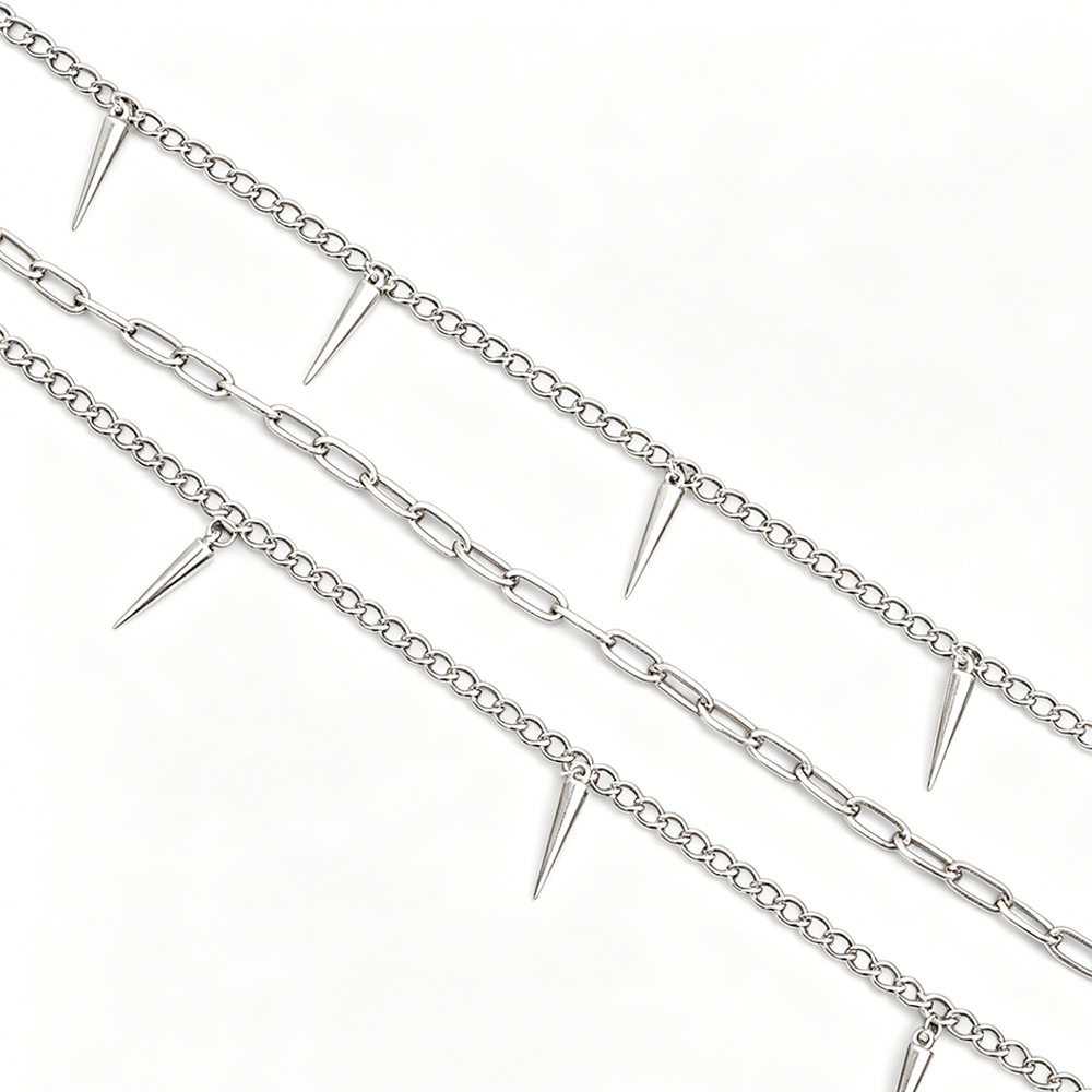 PUNK-STYLE STUDDED GEO CLO WAIST CHAIN