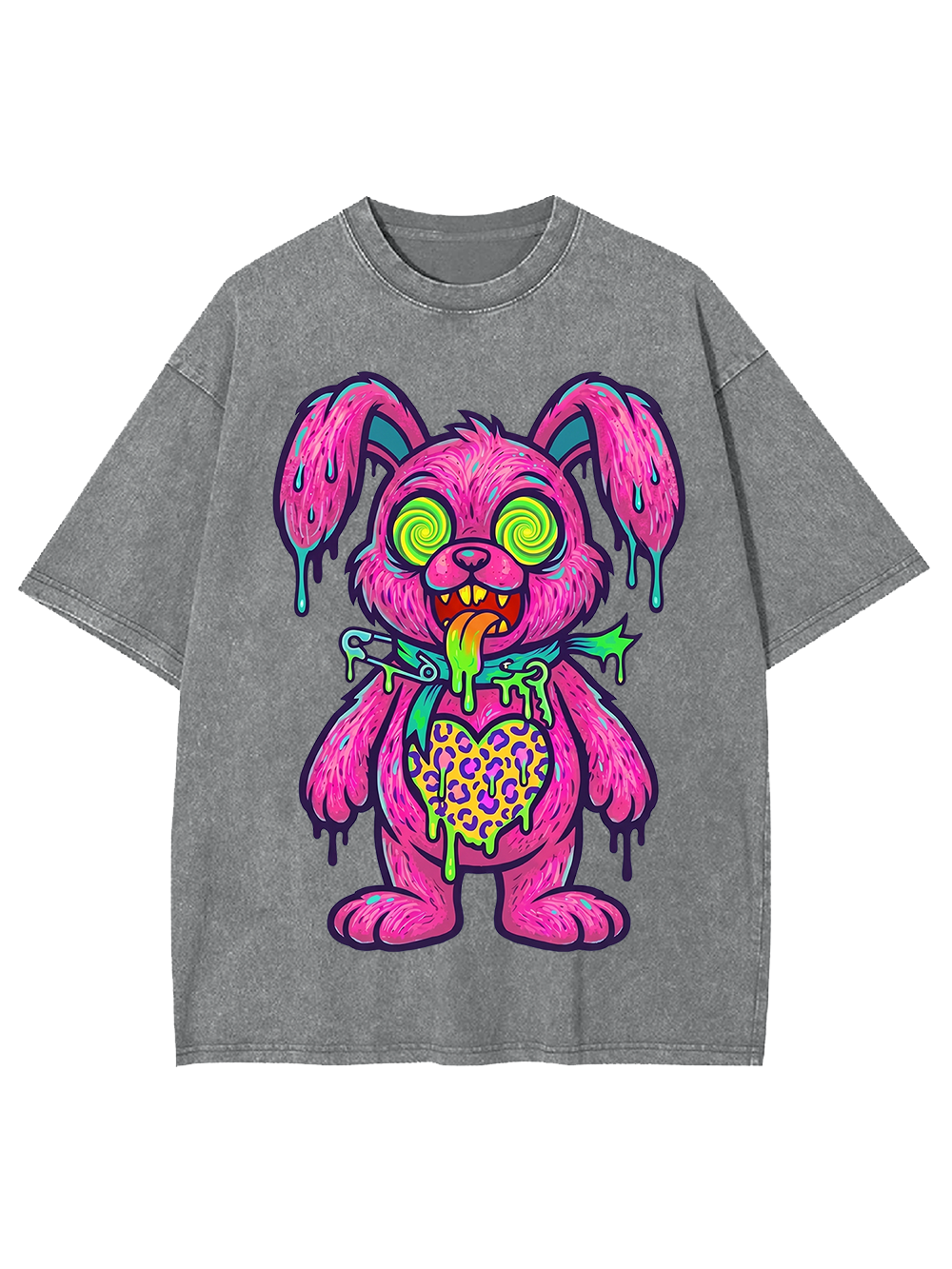 PSYCHEDELIC ZOMBIE BUNNY WASHED TSHIRT