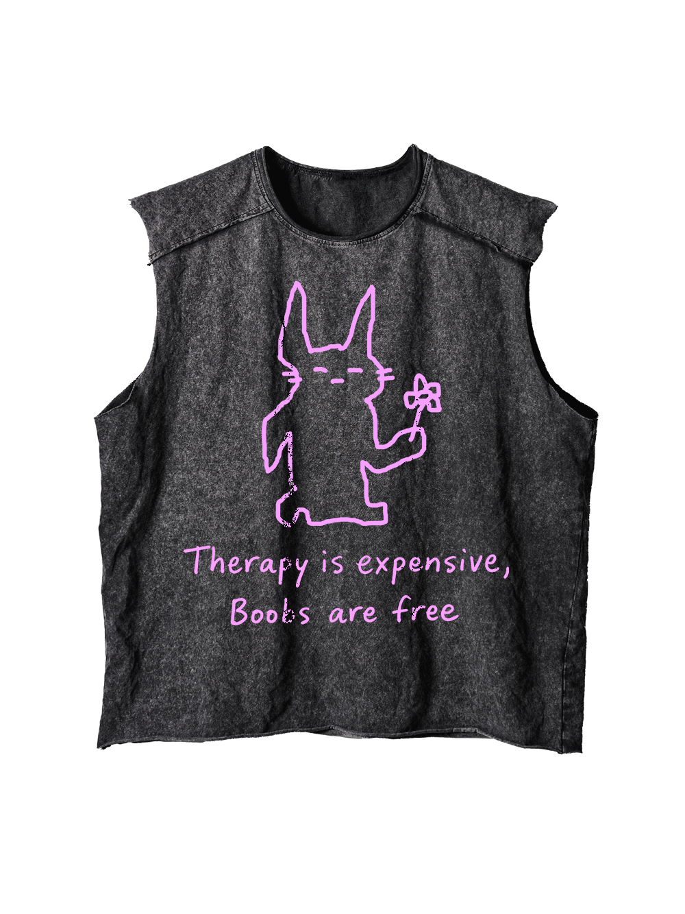 THERAPY IS EXPENSIVE,BOOBS ARE FREE DISTRESSED TANK TOP