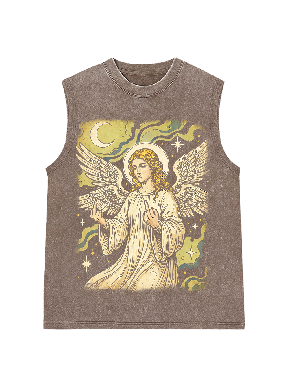 REBELLIOUS ANGEL MIDDLE FINGER WASHED TANK TOP