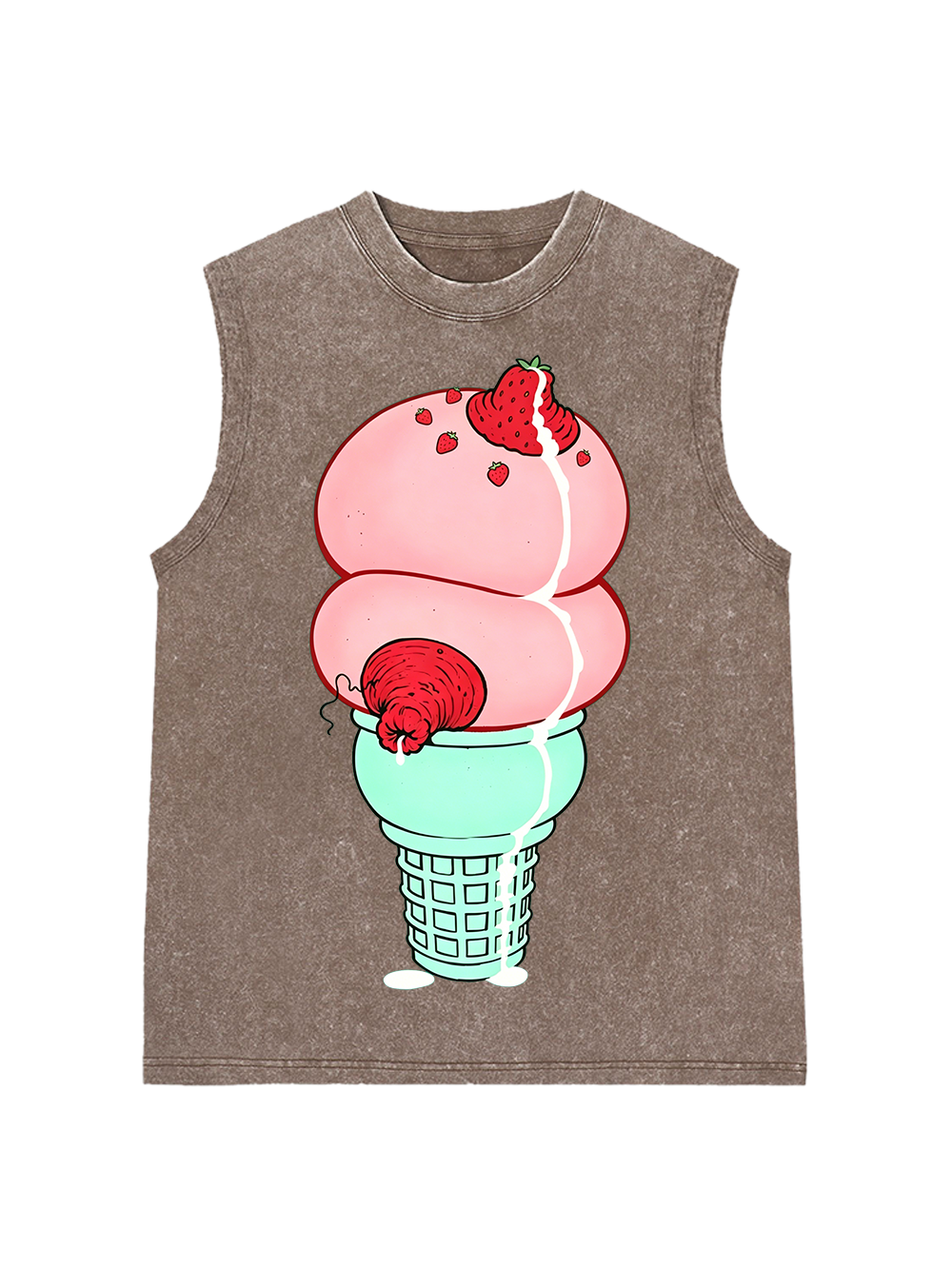 STRAWBERRY BOOB ICE CREAM WASHED TANK TOP