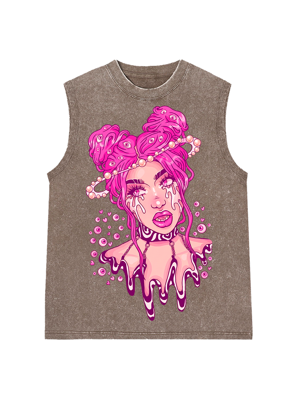 PINK DRIPPING BUBBLE GIRL WASHED TANK TOP