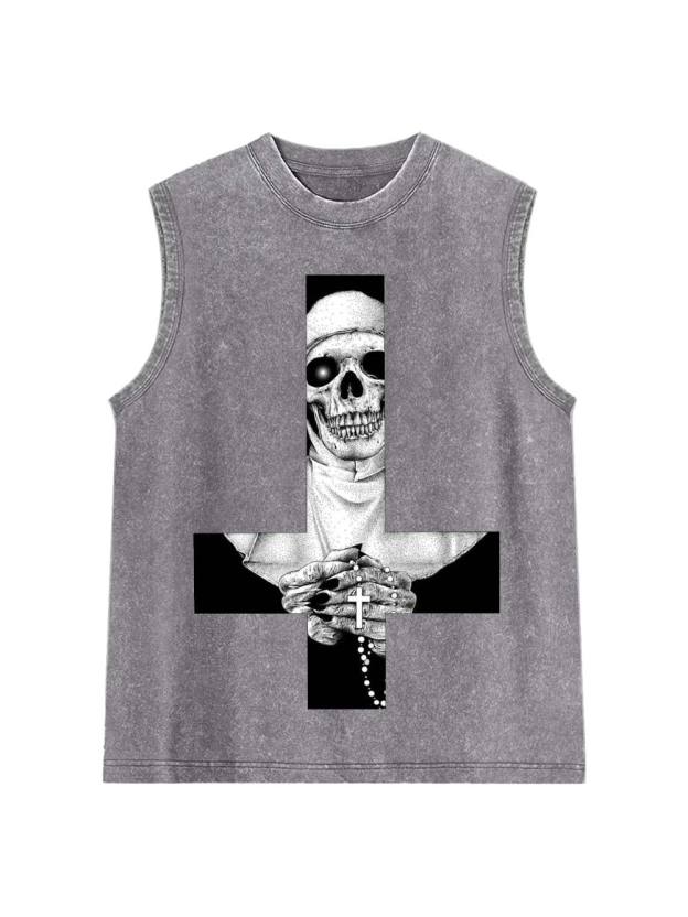 Skeletal Nun Washed Tank Top