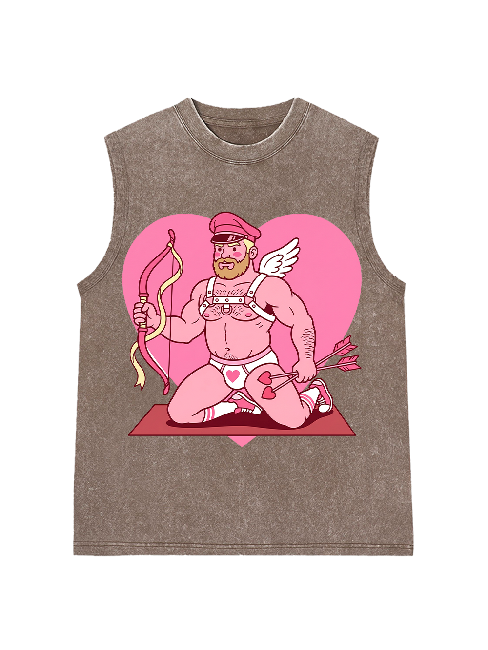 CUPID KNEELING WITH BOW WASHED TANK TOP