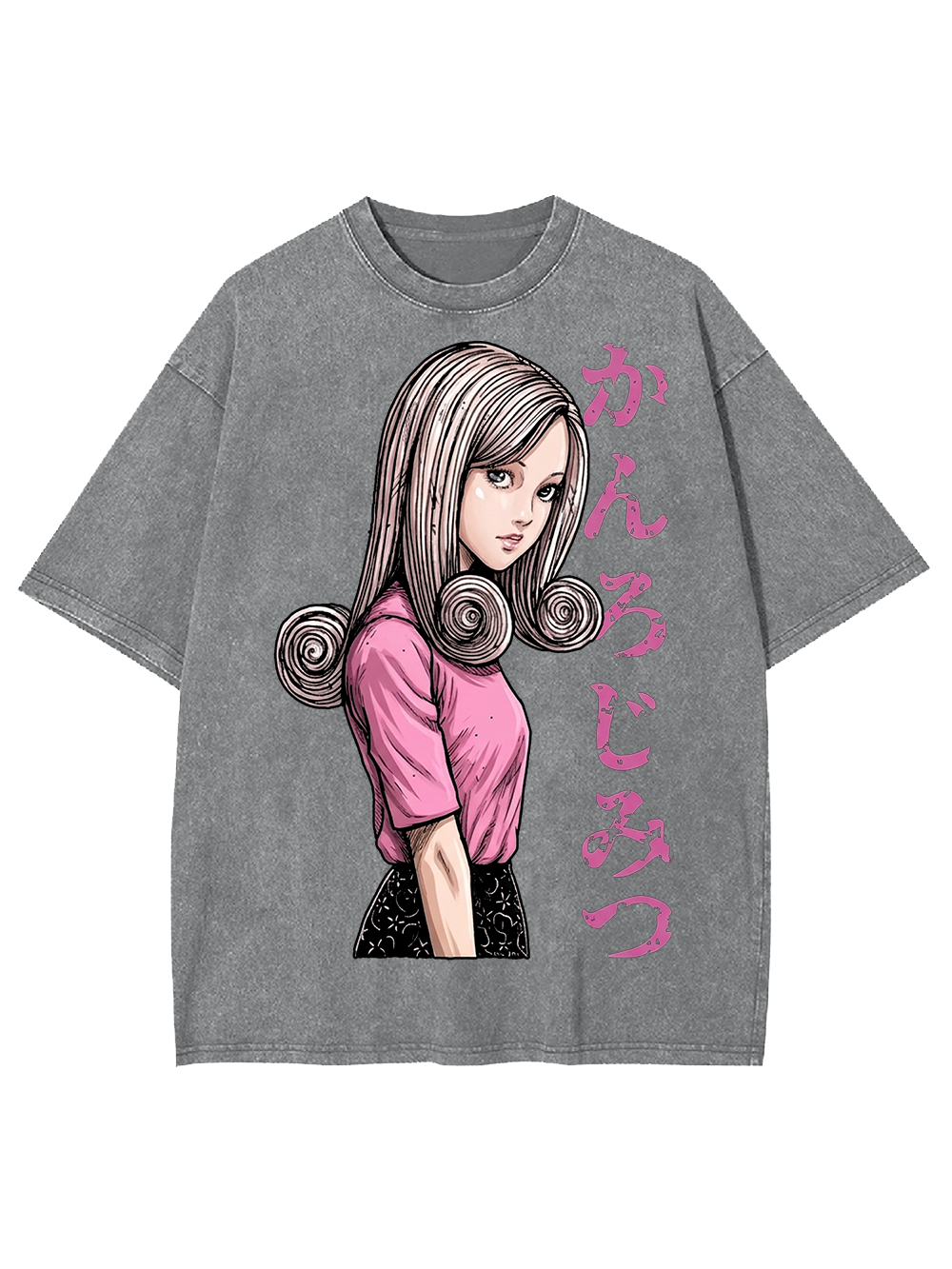 SPIRAL HAIRED GIRL IN PINK AAA WASHED TSHIRT